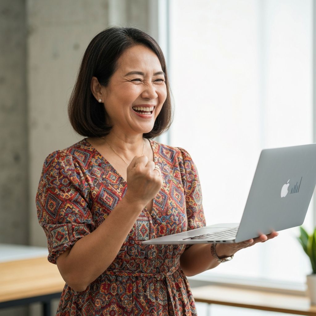 Woman celebrating her success