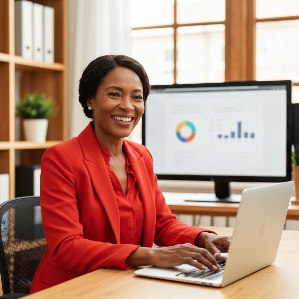 Woman entrepreneur working on laptop